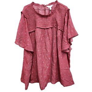 Women's Pink Smocked Top